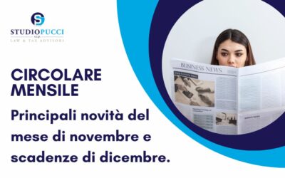 Circolare mensile: le novità del mese di novembre e principali scadenze del mese di dicembre